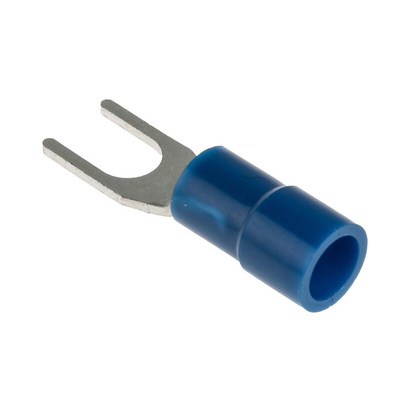 RS PRO Insulated Crimp Spade Connector, 1.5mm² to 2.5mm², 16AWG to 14AWG, 4.3mm Stud Size Vinyl, Blue