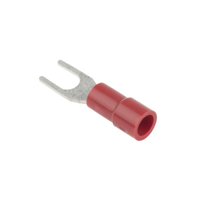 RS PRO Insulated Crimp Spade Connector, 0.5mm² to 1.5mm², 22AWG to 16AWG, 3.7mm Stud Size Vinyl, Red