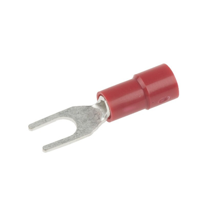 RS PRO Insulated Crimp Spade Connector, 0.5mm² to 1.5mm², 22AWG to 16AWG, 3.7mm Stud Size Vinyl, Red