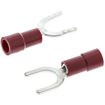 RS PRO Insulated Crimp Spade Connector, 0.5mm² to 1.5mm², 22AWG to 16AWG, M6 Stud Size Vinyl, Red