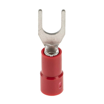 RS PRO Insulated Crimp Spade Connector, 0.5mm² to 1.5mm², 22AWG to 16AWG, 4.3mm Stud Size Vinyl, Red