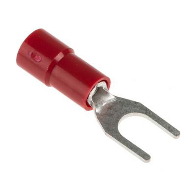 RS PRO Insulated Crimp Spade Connector, 0.5mm² to 1.5mm², 22AWG to 16AWG, 4.3mm Stud Size Vinyl, Red