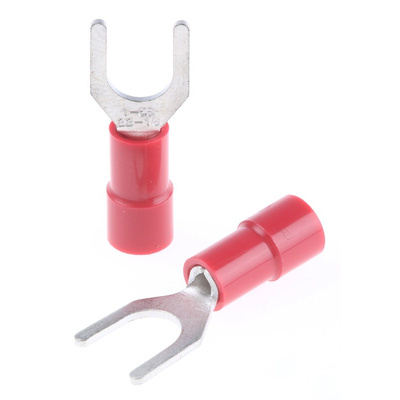 RS PRO Insulated Crimp Spade Connector, 0.5mm² to 1.5mm², 22AWG to 16AWG, M5 Stud Size Vinyl, Red