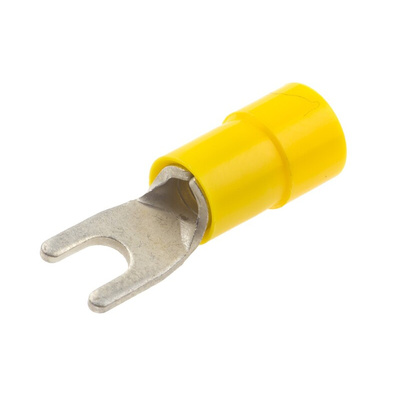 RS PRO Insulated Crimp Spade Connector, 4mm² to 6mm², 12AWG to 10AWG, M3.5 Stud Size Vinyl, Yellow