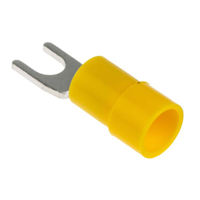 RS PRO Insulated Crimp Spade Connector, 4mm² to 6mm², 12AWG to 10AWG, 4.3mm Stud Size Vinyl, Yellow