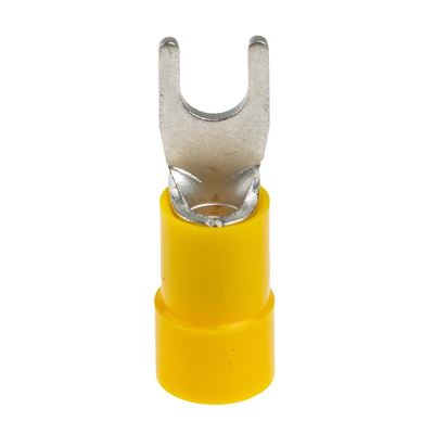 RS PRO Insulated Crimp Spade Connector, 4mm² to 6mm², 12AWG to 10AWG, 4.3mm Stud Size Vinyl, Yellow