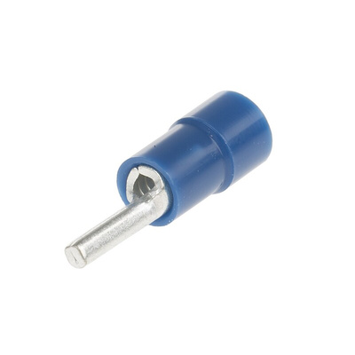 RS PRO Insulated, Tin Crimp Pin Connector, 1.5mm² to 2.5mm², 16AWG to 14AWG, 1.9mm Pin Diameter, 9mm Pin Length, Blue