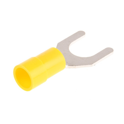 RS PRO Insulated Crimp Spade Connector, 4mm² to 6mm², 12AWG to 10AWG, M8 Stud Size Vinyl, Yellow