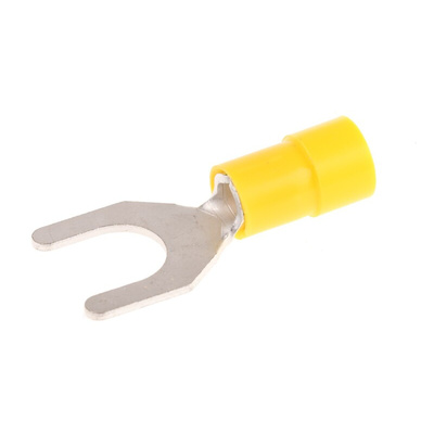 RS PRO Insulated Crimp Spade Connector, 4mm² to 6mm², 12AWG to 10AWG, M8 Stud Size Vinyl, Yellow