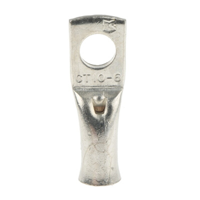 RS PRO Uninsulated Tubular Ring Terminal, M6 Stud Size to 10mm² Wire Size
