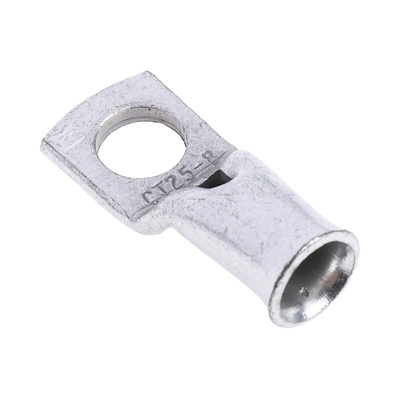 RS PRO Uninsulated Tubular Ring Terminal, M8 Stud Size to 25mm² Wire Size