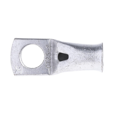 RS PRO Uninsulated Tubular Ring Terminal, M8 Stud Size to 25mm² Wire Size