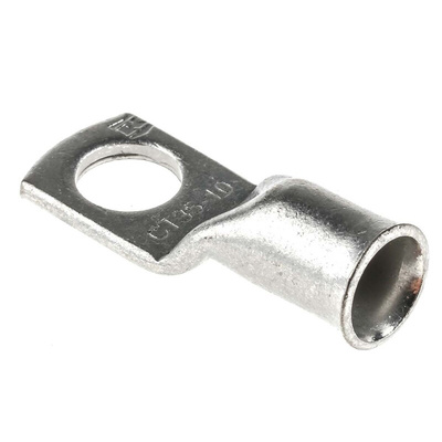 RS PRO Uninsulated Tubular Ring Terminal, M10 Stud Size to 35mm² Wire Size