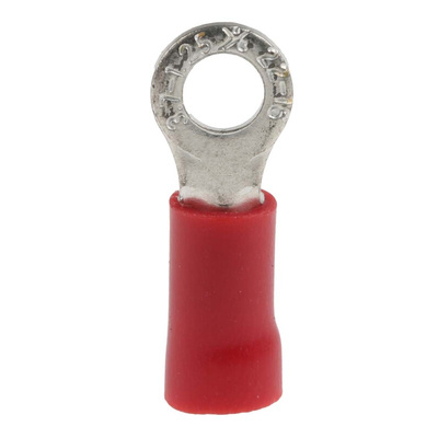 RS PRO Insulated Ring Terminal, M3.5 Stud Size, 0.5mm² to 1.5mm² Wire Size, Red