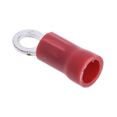 RS PRO Insulated Ring Terminal, M3 Stud Size, 0.5mm² to 1.5mm² Wire Size, Red