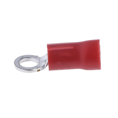 RS PRO Insulated Ring Terminal, M3 Stud Size, 0.5mm² to 1.5mm² Wire Size, Red