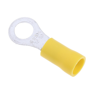 RS PRO Insulated Ring Terminal, M6 Stud Size, 2.5mm² to 6mm² Wire Size, Yellow