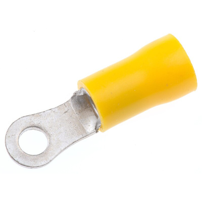 RS PRO Insulated Crimp Ring Terminal, M3.5 Stud Size, 2.5mm² to 6mm² Wire Size, Yellow