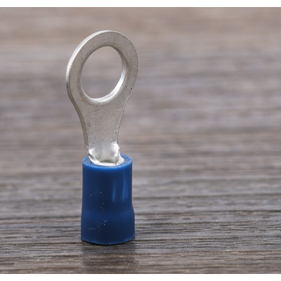 RS PRO Insulated Ring Terminal, M6 Stud Size, 1.5mm² to 2.5mm² Wire Size, Blue