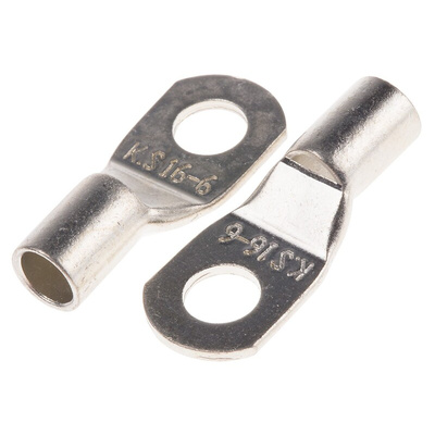 RS PRO Uninsulated Ring Terminal, M6.5 (1/4) Stud Size to 16mm² Wire Size