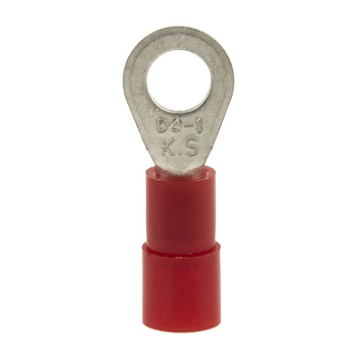 RS PRO Insulated Ring Terminal, 4.3mm Stud Size, 0.5mm² to 1.5mm² Wire Size, Red