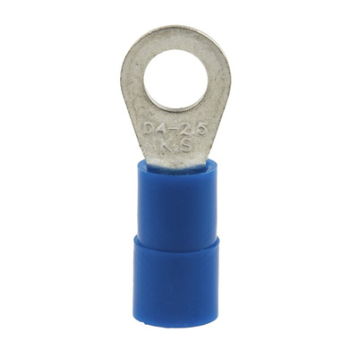 RS PRO Insulated Ring Terminal, 4.3mm Stud Size, 1.5mm² to 2.5mm² Wire Size, Blue