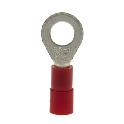 RS PRO Insulated Ring Terminal, 5.3mm Stud Size, 0.5mm² to 1.5mm² Wire Size, Red