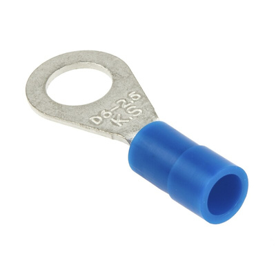 RS PRO Insulated Ring Terminal, 6.5mm Stud Size, 1.5mm² to 2.5mm² Wire Size, Blue
