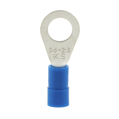 RS PRO Insulated Ring Terminal, 6.5mm Stud Size, 1.5mm² to 2.5mm² Wire Size, Blue