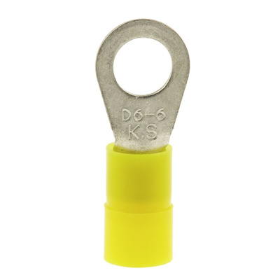 RS PRO Insulated Ring Terminal, 6.5mm Stud Size, 2.5mm² to 6mm² Wire Size, Yellow