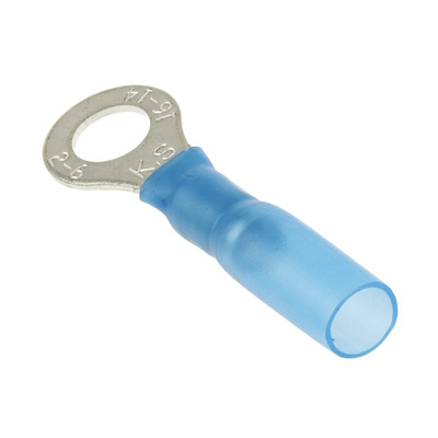 RS PRO Insulated Ring Terminal, 6.4mm Stud Size, 1.5mm² to 2.5mm² Wire Size, Blue