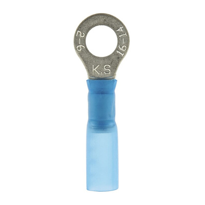 RS PRO Insulated Ring Terminal, 6.4mm Stud Size, 1.5mm² to 2.5mm² Wire Size, Blue