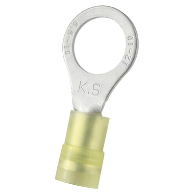 RS PRO Insulated Ring Terminal, 10.5mm Stud Size, 4mm² to 6mm² Wire Size, Yellow