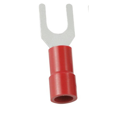 RS PRO Insulated Crimp Spade Connector, 0.5mm² to 1.5mm², 22AWG to 16AWG, 3.7mm Stud Size Vinyl, Red