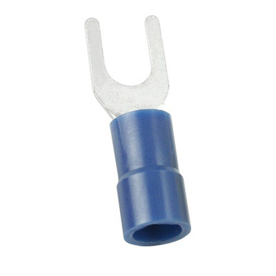 RS PRO Insulated Crimp Spade Connector, 1.5mm² to 2.5mm², 16AWG to 14AWG, 3.7mm Stud Size Vinyl, Blue