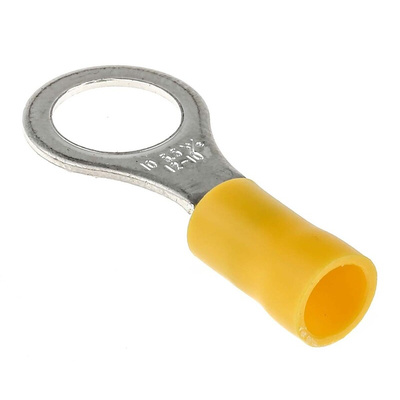 RS PRO Insulated Ring Terminal, M10 Stud Size, 2.5mm² to 6mm² Wire Size, Yellow