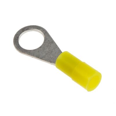 RS PRO Insulated Ring Terminal, M4 Stud Size, 0.2mm² to 0.5mm² Wire Size, Yellow