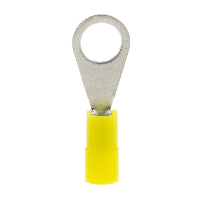RS PRO Insulated Ring Terminal, M4 Stud Size, 0.2mm² to 0.5mm² Wire Size, Yellow