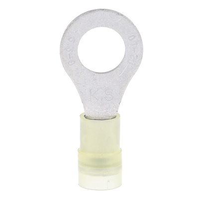 RS PRO Insulated Ring Terminal, M8 (5/16) Stud Size, 4mm² to 6mm² Wire Size, Yellow