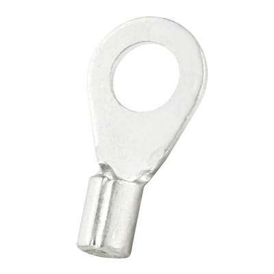 RS PRO Uninsulated Crimp Ring Terminal, M4 Stud Size, 0.5mm² to 1.5mm² Wire Size, Silver
