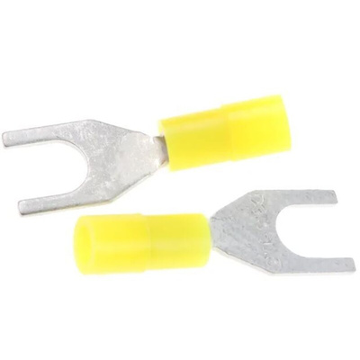 RS PRO Insulated Crimp Spade Connector, 0.2mm² to 0.5mm², 26AWG to 22AWG, M3.5 Stud Size Nylon, Yellow