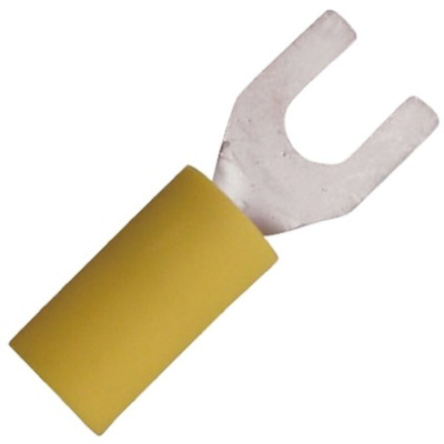 JST Crimp Spade Connector, 2.6mm² to 6.6mm², 12AWG to 10AWG, 5mm Stud Size Vinyl, Yellow