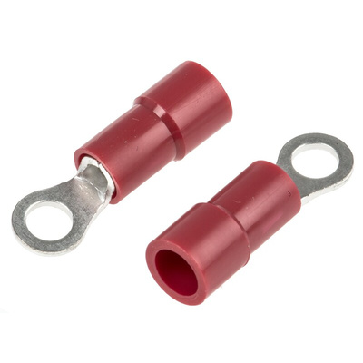 RS PRO Insulated Ring Terminal, M3 Stud Size, 0.5mm² to 1.5mm² Wire Size, Red