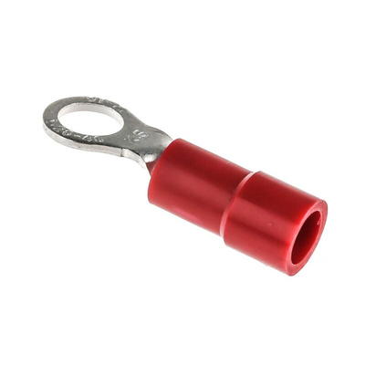 RS PRO Insulated Ring Terminal, M4 Stud Size, 0.5mm² to 1.5mm² Wire Size, Red