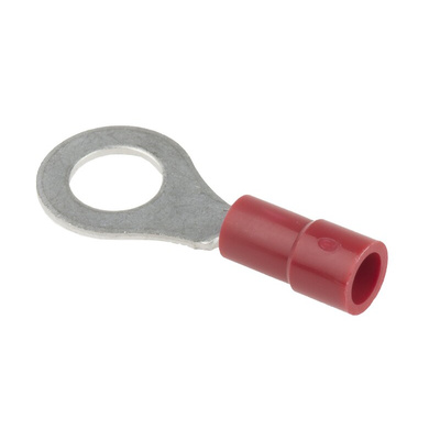 RS PRO Insulated Ring Terminal, M6 Stud Size, 0.5mm² to 1.5mm² Wire Size, Red