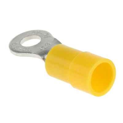 RS PRO Insulated Ring Terminal, M4 Stud Size, 4mm² to 6mm² Wire Size, Yellow