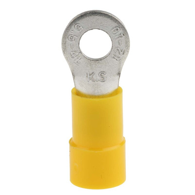 RS PRO Insulated Ring Terminal, M4 Stud Size, 4mm² to 6mm² Wire Size, Yellow