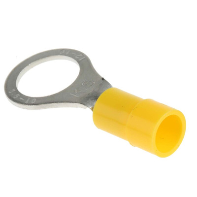 RS PRO Insulated Ring Terminal, M10 Stud Size, 4mm² to 6mm² Wire Size, Yellow