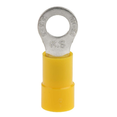 RS PRO Insulated Ring Terminal, M5 Stud Size, 4mm² to 6mm² Wire Size, Yellow
