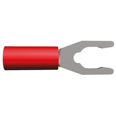 TE Connectivity, PLASTI-GRIP Insulated Crimp Spade Connector, 0.26mm² to 1.65mm², 22AWG to 16AWG, M4 Stud Size PVC, Red